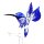 Längenverstellbarer Orchideenstab Kolibri blau