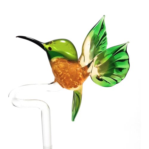 Längenverstellbarer Orchideenstab Kolibri grüm/gelb